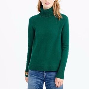 J. Crew Women’s Classic Turtleneck Wool Cashmere Blend Green Sweater XS